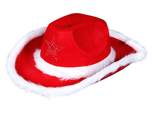Chapeau de cowboy de Noël rouge taille unique pour adulte de