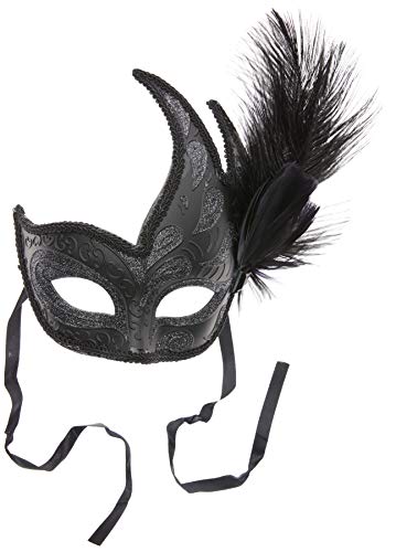 Smiffys Masque orné de Colombine avec plume, noir