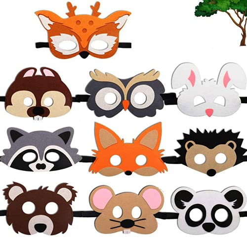 Masques Animaux,Forêt Animal Feutre Masque de Fêtes 10 Pièce